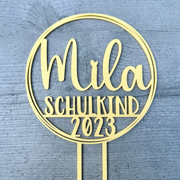 Personalisierter Cake Topper für den Schulanfang - Schulkind 2023 - Einschulung - viele Farben