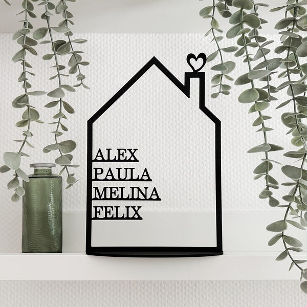 Haus mit Namen - personalisiert - Türschild für Familien - viele Farben