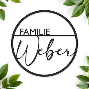 Personalisiertes Familienschild - Türschild für Familien - Geschenk für Familie und Freunde zur Hochzeit oder zum Einzug - Türkranz
