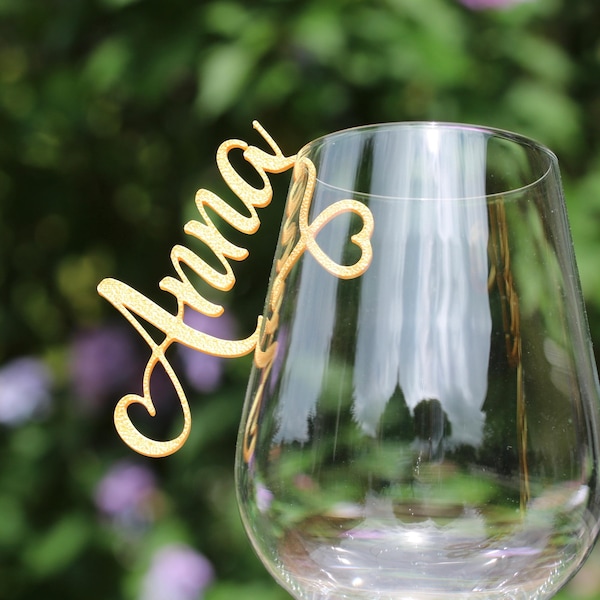 Namensschild zum Einhängen ins Glas - viele Farben - Tischkarten für Hochzeit, Geburtstag oder Firmenfeier