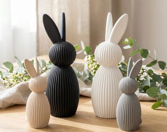 Moderne Osterdeko Hasen mit abgerundeten Ohren aus PLA | Nachhaltige Osterhasen | 3D Druck Osterdekoration | Frühling Deko Ostern