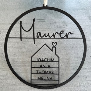 Familienschild mit Haus personalisiert Türschild für Familien viele Farben 25 cm Bild 1