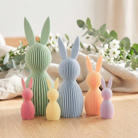 Moderne Osterdeko Hasen aus PLA | Nachhaltige Osterhasen | 3D Druck Osterdekoration | Frühling Deko Ostern