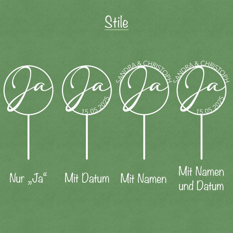 Cake Topper für Hochzeiten personalisiert mit Namen und Datum viele Farben Dekoration für deine Traumfeier Tortenstecker Ja-Wort Bild 8