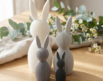 Geriffelte Häschen-Deko aus recycletem PLA - Moderne Osterdeko für dein Zuhause - Umweltfreundliche Osterhasen-Deko