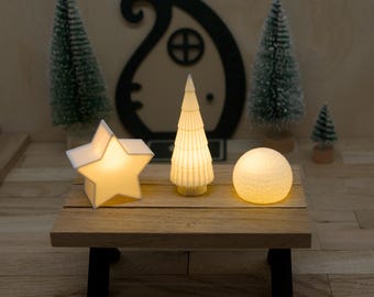 Wichtel Lichtzauber Set – Leuchtkugel, Stern & Baum – Mini LED Deko – Wichtel Weihnachtslicht – Wichtel Zubehör mit Ballonlicht