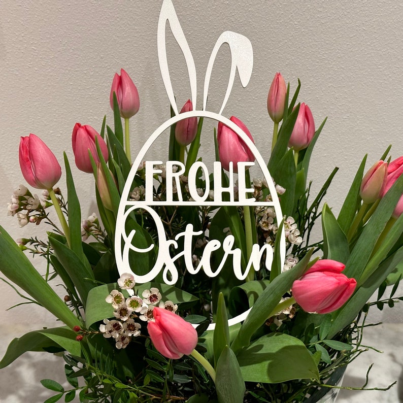 Türkranz Hasenohr mit Frohe Ostern Schriftzug Osterdeko Osterkranz Osterei viele Farben Bild 2