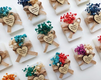 50 PCS Faveurs de mariage pour les invités Faveurs en vrac Faveurs de savon floral, Faveurs de douche nuptiale, Faveurs de mariage personnalisées Faveurs de douche de bébé