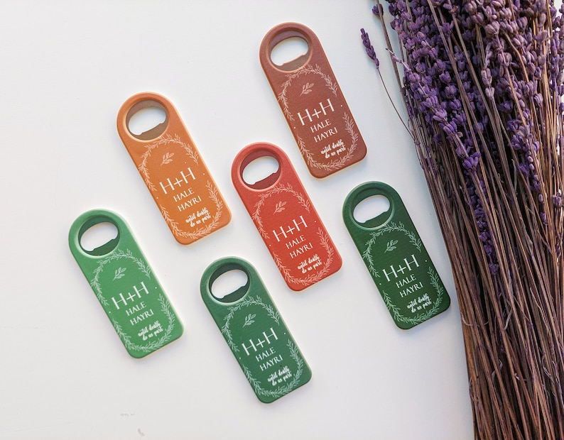 60 PCS Wedding Favor Magnet Personalized Wooden Wedding Magnets Wedding Favor Guests Magnetic Bottle Opener Custom Cap Opener Wedding Gift image 4