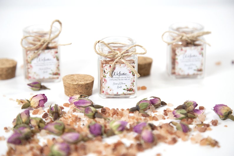 Rose Bridal Shower Gifts Vegan Wedding Favors Bath Salt Favors Bulk Wedding Favors Individual Engagement Favors in Bulk Rose Bridal Gift image 1