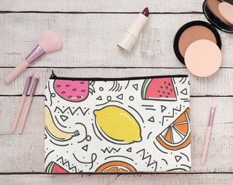 Summer makeup bag, Accessory Pouch, Beachy cosmetic travel pouch, Travel makeup bag
