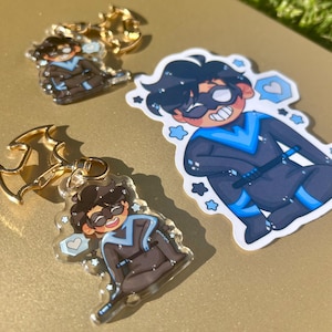 Adesivo Nightwing da 4" / Ciondolo acrilico bifacciale da 2"