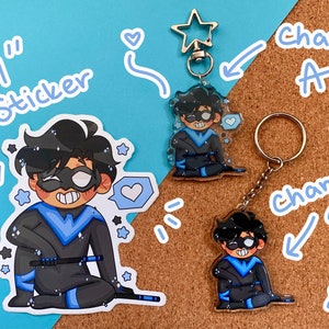 Nightwing 4" Sticker / 2" Double-Sided Acrylic Charm