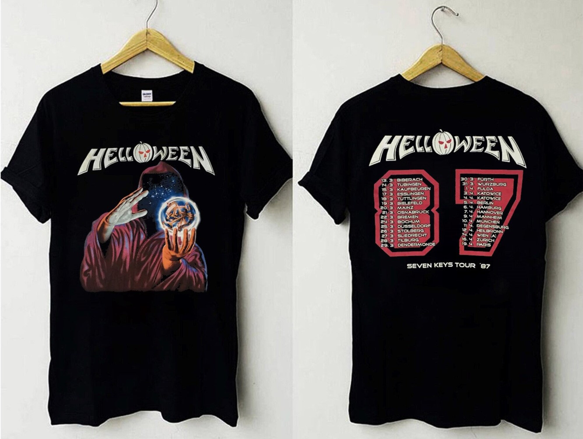 Discover Vintage 1987 Helloween Seven Keys Tour T-Shirt, Helloween T-Shirt