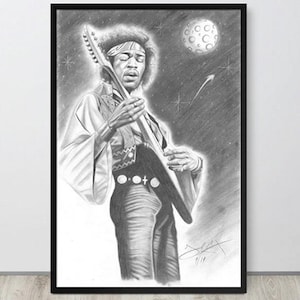 Jimi Hendrix Poster Realistic pencil Wall Art/ Fine Art Print/ Wall Decor Poster Art