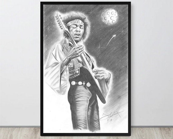 jimi hendrix pencil drawing