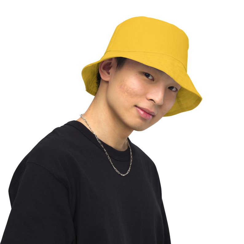 Reversible Bucket Hat Yellow Etsy