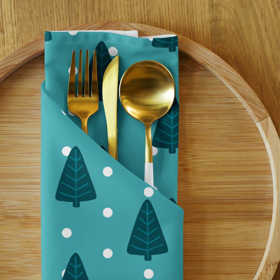 Cloth Napkin Set 4 Polyester Soft Broadcloth Fabric Printed Etsy