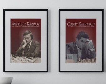 Kasparov & Karpov Chess Champions Poster, Printable Wall Art (Digital Download)