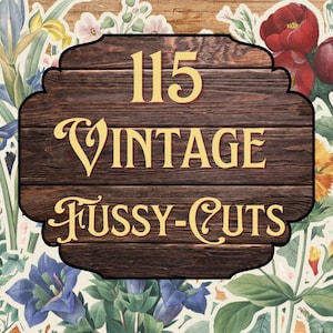 Kwiaty cięte, 115 ilustracji vintage, cyfrowy zestaw do dzienników śmieci, arkusz kolażu, efemerydy, zdobienie, shabby chic do pobrania