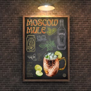 Cocktail-Rezept Cocktail Cocktail Cocktail Kneipe, Bar & Küchen Dekor | Kreidetafel Menü Gestaltung Druck | Rustikaler Vintage | Russisches Getränk | Digitaler Download