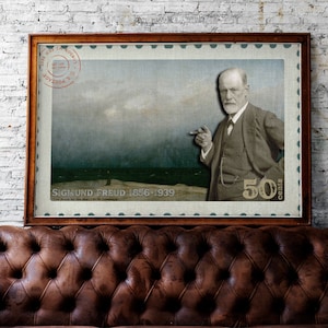 Decoración de pared imprimible, póster de sellos, Sigmund Freud, decoración única de la casa en estilo vintage, 5 proporciones, resolución muy alta, descarga digital de arte