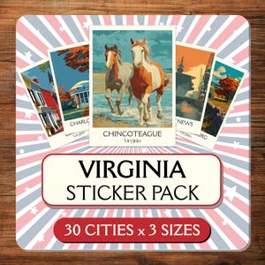 Vintage Virginia Travel Stickers: Richmond, Virginia Beach (Digital Download)