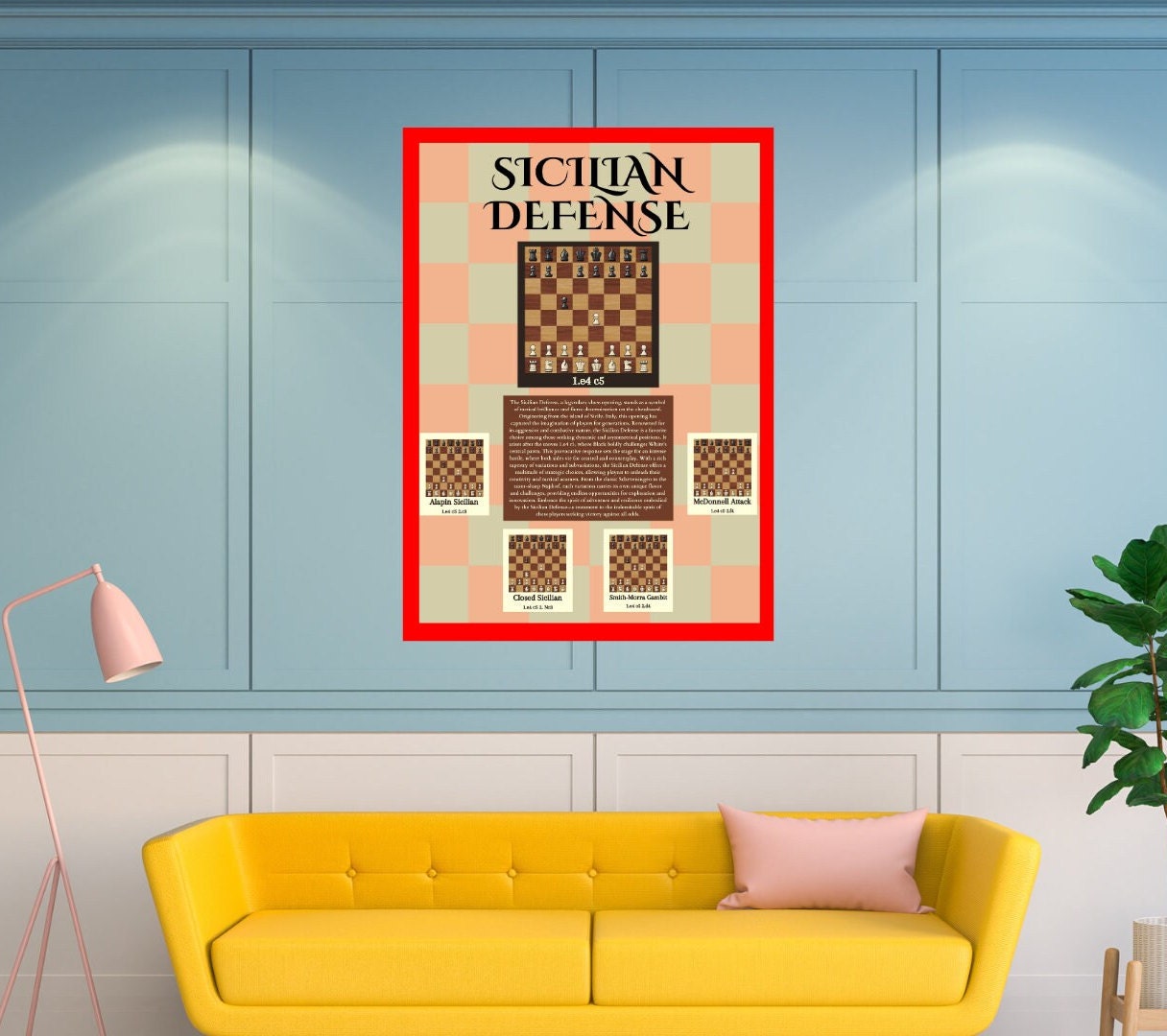 Sicilian Defense Chess Opening Print, Illustrated Variations (digital ...