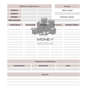 Mortgage Sales Pipeline Printable MLO Tools