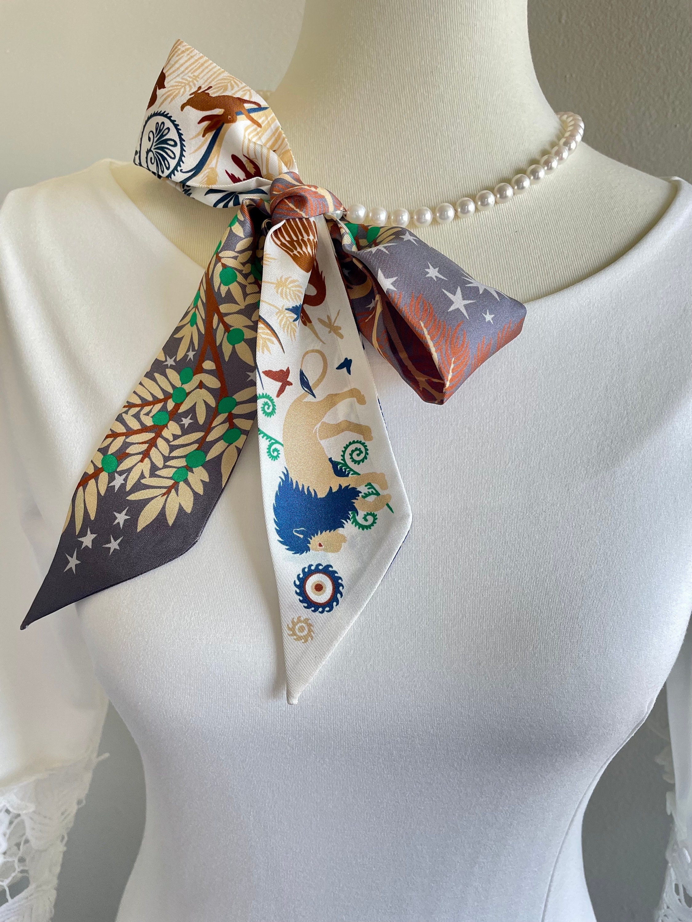 100 Silk Skinny Scarf Pure Silk Twill Scarf Bag Handle Cover Etsy