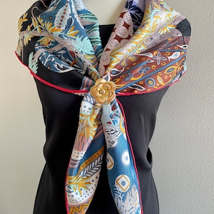 100% シルクツイルスカーフ ラージショール シルクヘアヘッドスカーフ 35x35” 90 x 90 cm 「ロマンティック ムーンライト」 パープル ブラック シルクスカーフ スクエア オールシーズンギフト