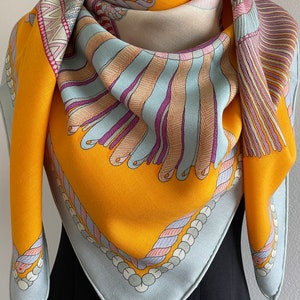 Wool Silk Luxury Extra Large Scarf Square Shawl Wrap 55x55”140x140cm “Shoulder Badges” Head Yellow Double Face Big Scarf All Season Gifts