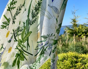 100% Silk Scarf Square Pure Silk Bandana Mulberry Silk Hair Head Scarf 26x26” 65x65cm Spring Blooming Cream Scarf All Season Gift for Woman