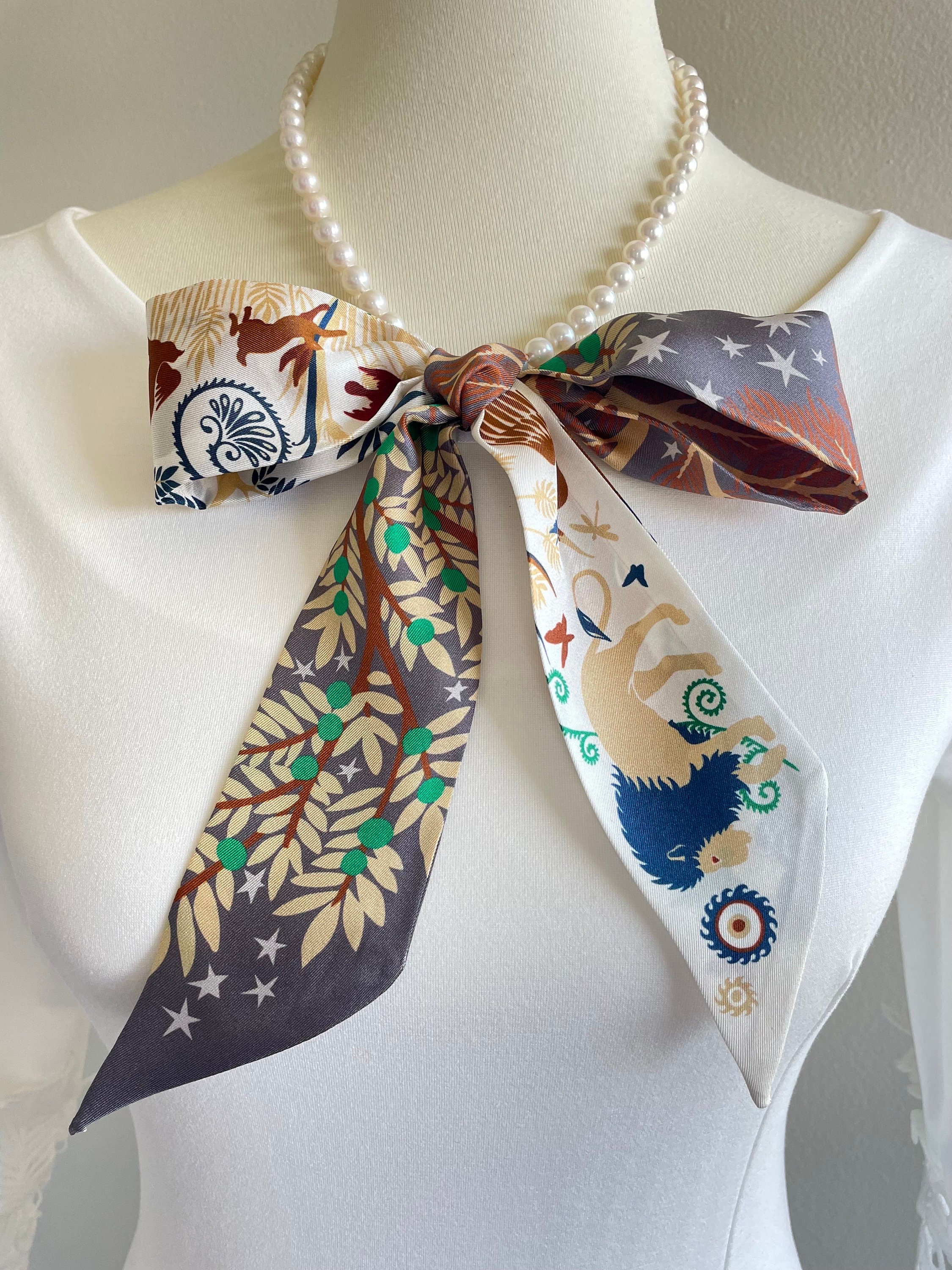 100 Silk Skinny Scarf Pure Silk Twill Scarf Bag Handle Cover Etsy