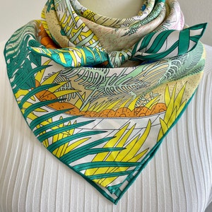 100% Silk Twill Scarf Large Shawl Silk Bandana Silk Hair Head Scarf 35”x35” 90x90cm “Animal Kingdom” Silk Scarf Square Holiday Season Gifts