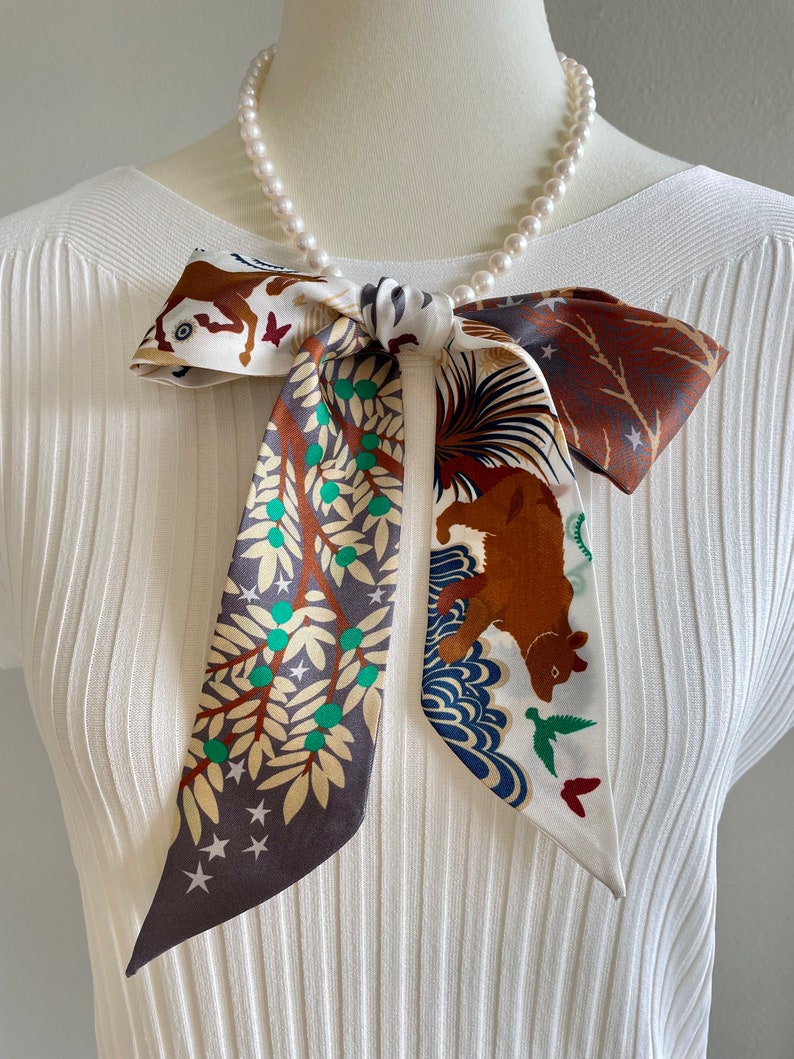 100 Silk Skinny Scarf Pure Silk Twill Scarf Bag Handle Cover Etsy