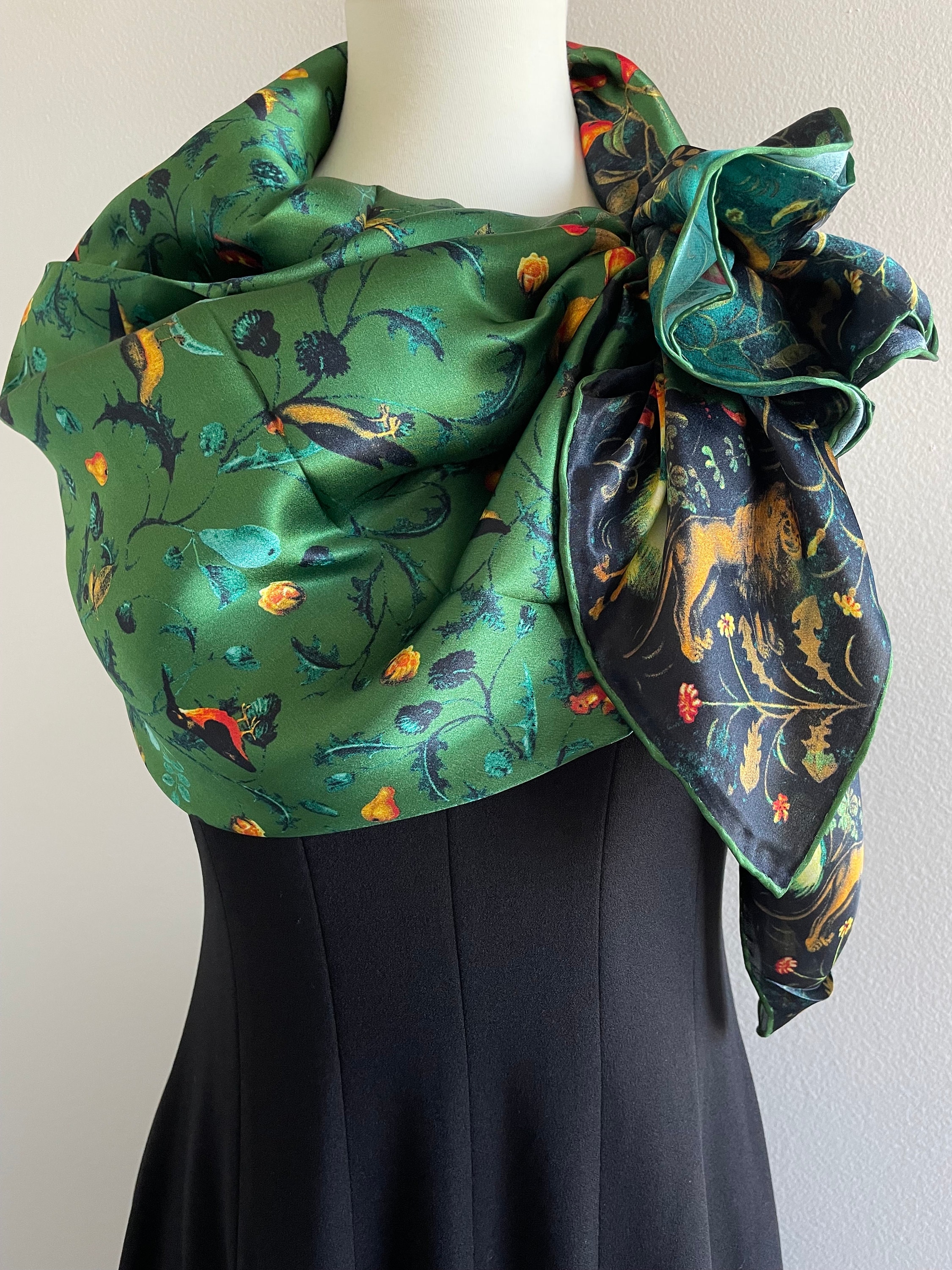 LumiSyne Sciarpe Di Seta Donna Foulard Quadrata Moda Leopardo Stampa Animalier Seta Di Gelso Foulard Piccolo Leggera Fazzoletto Da Collo Sciarpa Collo