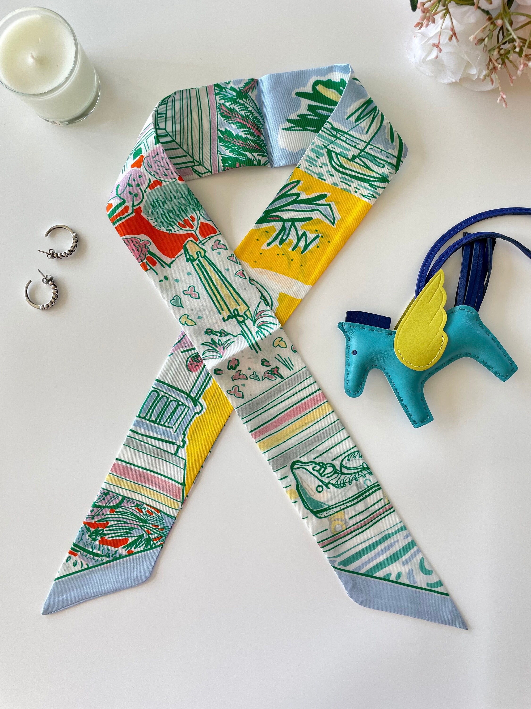 100 Silk Skinny Scarf Pure Silk Twill Scarf Bag Handle Cover Etsy