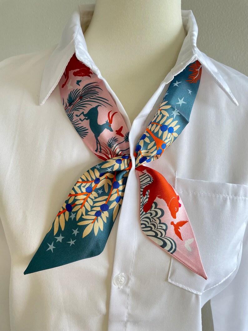 100 Silk Skinny Scarf Pure Silk Twill Scarf Bag Handle Cover Etsy