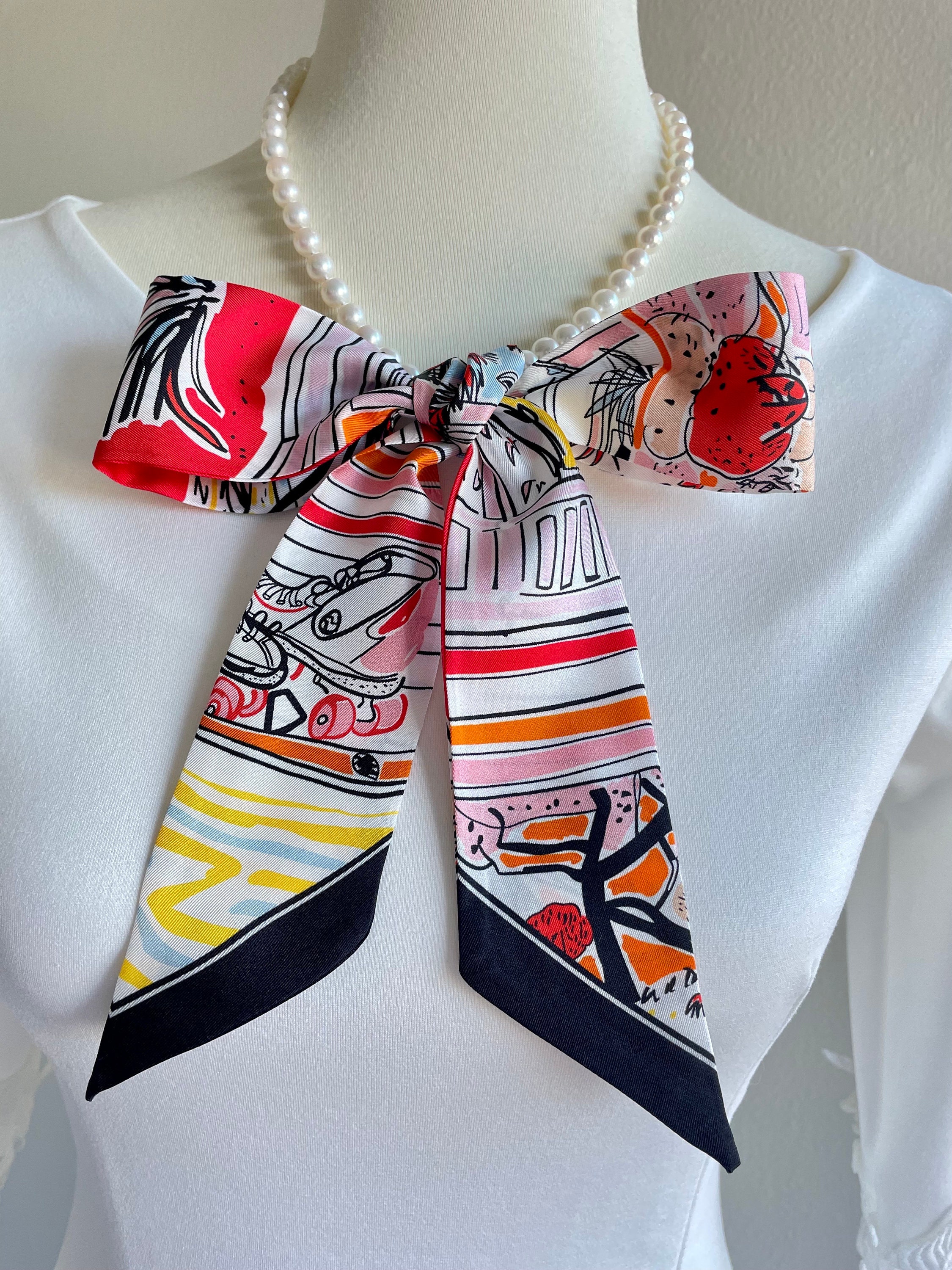 100 Silk Skinny Scarf Pure Silk Twill Scarf Bag Handle Cover Etsy