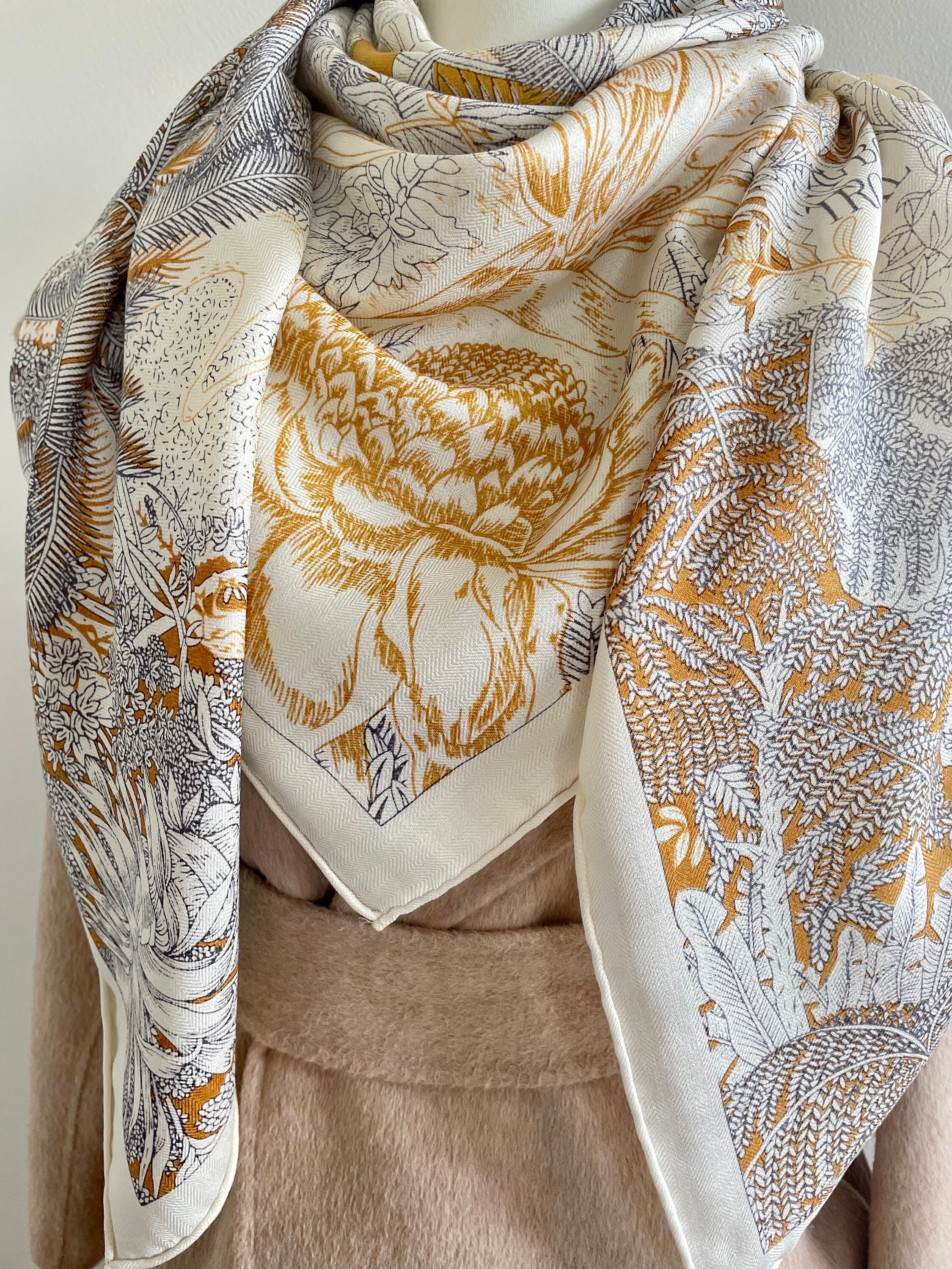 Wool Silk Scarf Luxury Large Scarf Square Shawl Wrap 55x55