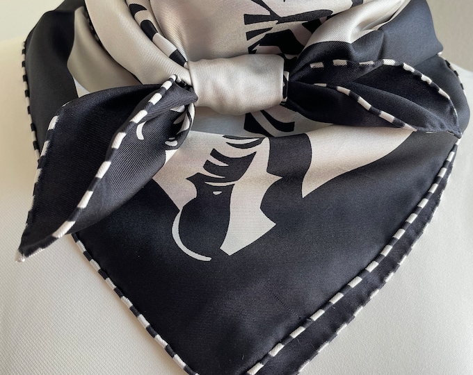 Twill Silk Scarf-Black-1