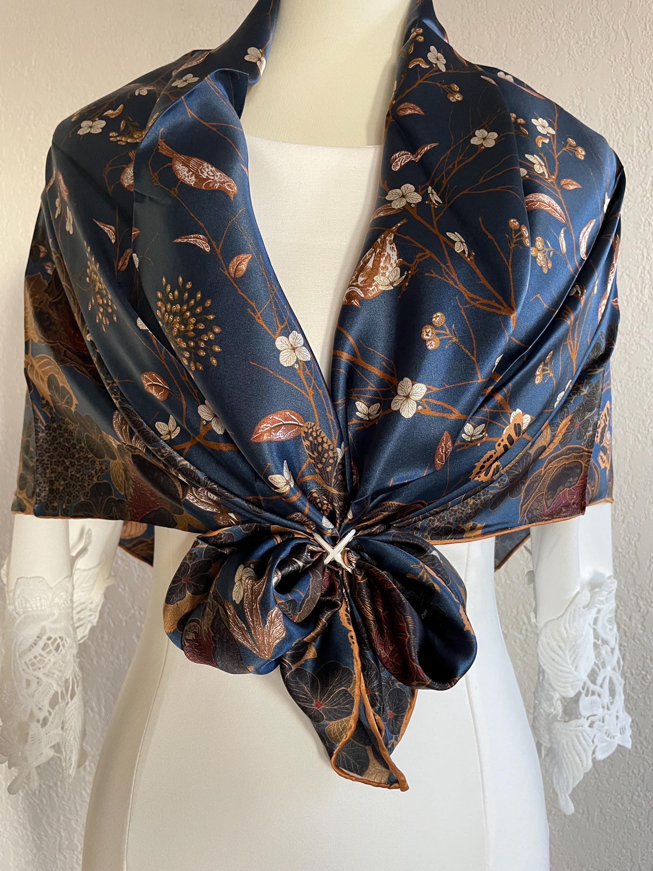navy and gold shawl