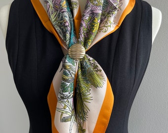 Mulberry Silk Scarf, Pure Silk Bandana,Silk Hair Scarf, Head Scarf,Bag Scarf 26”/68cm Square, Garden Plants Gift for Her