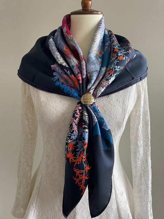 Floral Square Silk Twill Scarf