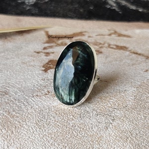 Seraphinite Sterling Silver Ring: Handmade Gemstone Jewelry