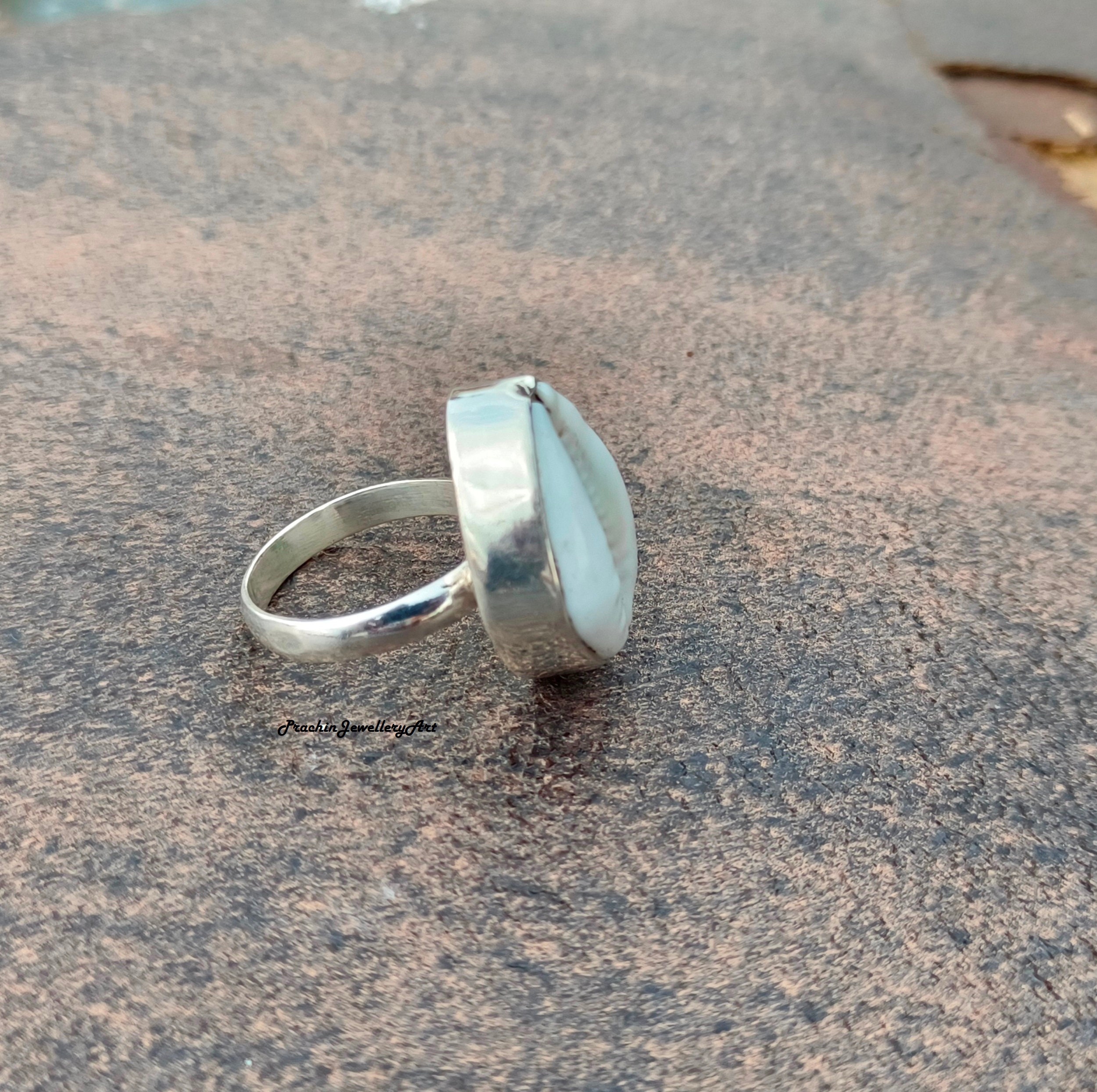 Shell 925 Ring Handmade Cowrie Shell .925 Sterling Silver Ring - Etsy