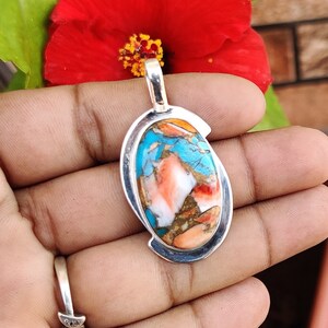 Oyster Turquoise  Pendant, 925 Silver Pendant, Handmade Pendant, Opal Jewelry, Real Gemstone Pendant  Birthstone, Stylish Pendent, Gift Item