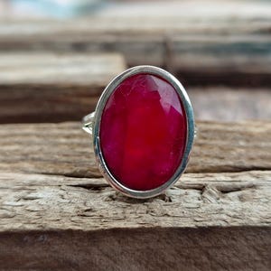 Anillo de rubí natural, plata de ley 925, anillo hecho a mano, anillo bohemio, anillo simple, anillo sólido, anillo popular, anillo de promesa, regalos de boda