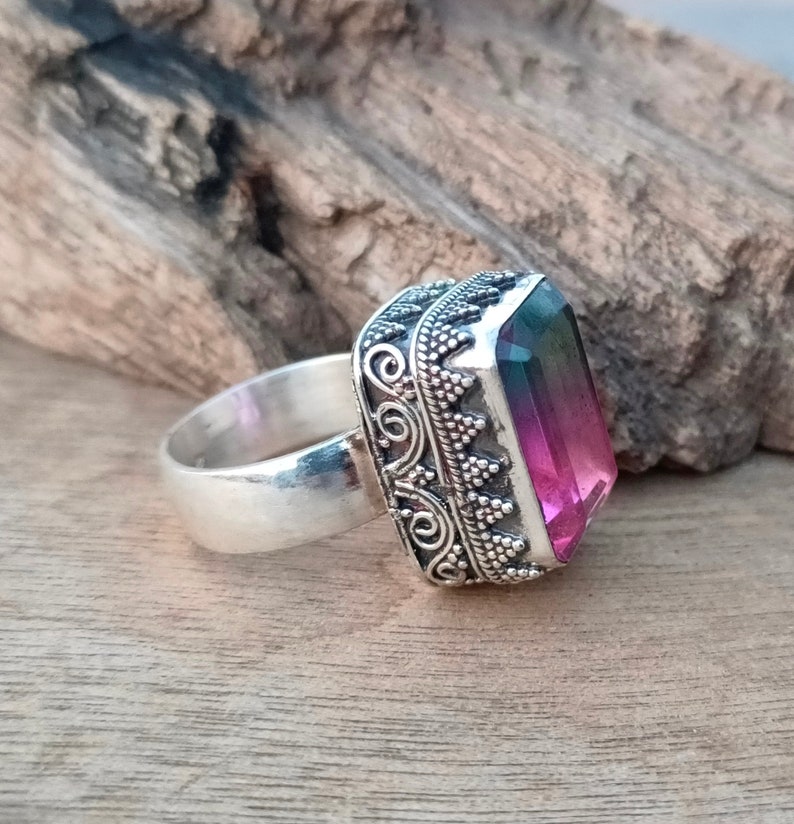 Pink Tourmaline Ring, 925 Sterling Silver Ring, Gemstone Ring